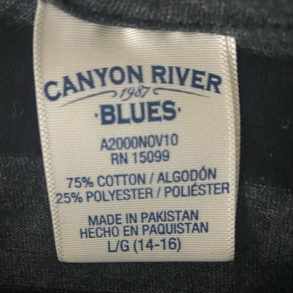 Canyon River Blues Classic Striped Shallow V-Neck Tee (Size:L, Color:Black/Gray) - Picture 3 of 4